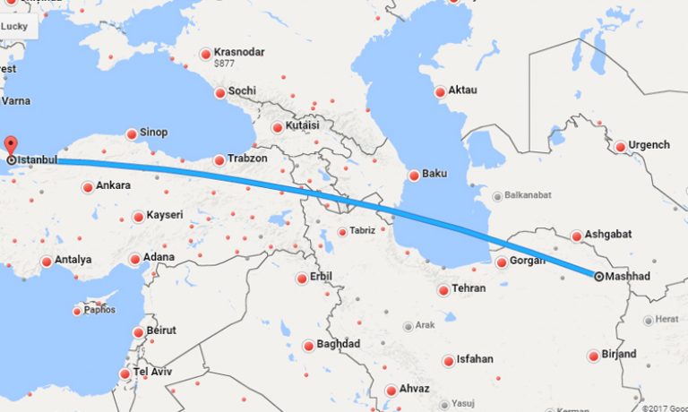 پرواز مشهد به استانبول